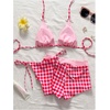 image:imageMakeMeChic Womens Gingham Bow String Bikini Sets Triangle Thong Swimsuit with Beach Mini ShortsMulticolor