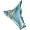 image:imageMakeMeChic Womens Metallic Bikini Sets Halter Triangle Tie Backless Thong Bathing SuitBlue