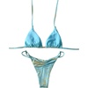 image:imageMakeMeChic Womens Metallic Bikini Sets Halter Triangle Tie Backless Thong Bathing SuitBlue