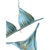 image:imageMakeMeChic Womens Metallic Bikini Sets Halter Triangle Tie Backless Thong Bathing SuitBlue