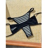 image:imageMakeMeChic Womens Micro Tanning Bikini Sets Cheetah Gingham Sexy Tiny Bathing Suit SwimsuitStriped Black