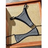image:imageMakeMeChic Womens Micro Tanning Bikini Sets Cheetah Gingham Sexy Tiny Bathing Suit SwimsuitStriped Black