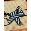 image:imageMakeMeChic Womens Micro Tanning Bikini Sets Cheetah Gingham Sexy Tiny Bathing Suit SwimsuitStriped Black