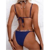 image:imageMakeMeChic Womens Plaid Bikini Set Halter Triangle Tie Side Triangle 2 in 1 Bathing SuitBlue