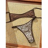 image:imageMakeMeChic Womens Polka Dots Bikini Sets 2 Piece Halter Tie Backless Thong Brazilian Bathing SuitBrown