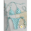 image:imageMakeMeChic Womens Polka Dots Bikini Sets Halter Triangle Tie Side 2 Piece Bathing SuitsMint Green