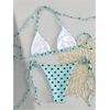 image:imageMakeMeChic Womens Polka Dots Bikini Sets Halter Triangle Tie Side 2 Piece Bathing SuitsMint Green