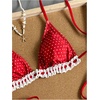image:imageMakeMeChic Womens Polka Dots Lace Bikini Sets Triangle Halter Thong Cute 2 Piece SwimsuitRed