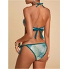 image:imageMakeMeChic Womens Sequin Bikini Sets Sparkly Tie Dye Criss Cross Halter Tie Side Bathing SuitMulticolor