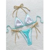 image:imageMakeMeChic Womens Summer String Sexy Bikini Sets Sequin Halter Triangle Swimsuits Two Piece Bathing SuitBlue