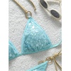 image:imageMakeMeChic Womens Summer String Sexy Bikini Sets Sequin Halter Triangle Swimsuits Two Piece Bathing SuitBlue
