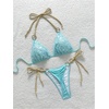 image:imageMakeMeChic Womens Summer String Sexy Bikini Sets Sequin Halter Triangle Swimsuits Two Piece Bathing SuitBlue