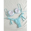 image:imageMakeMeChic Womens Two Piece Bikini Set Tie Side Ring Backless High Cut Bathing Suit SwimwearIcy Blue