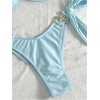 image:imageMakeMeChic Womens Two Piece Bikini Set Tie Side Ring Backless High Cut Bathing Suit SwimwearIcy Blue