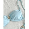 image:imageMakeMeChic Womens Two Piece Bikini Set Tie Side Ring Backless High Cut Bathing Suit SwimwearIcy Blue