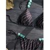image:imageMakeMeChic Womens Zebra Striped Triangle Bikini Sets Beaded Halter String High Waisted Beach SwimsuitsBrown