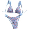 image:imageMAKEMECHIC Womens Floral Bikini Set Plaid Triangle High Cut 2 Piece Bathing SuitMulticolor