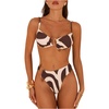 image:imageMakeMeChic Womens 2 Piece Bikini Set Graphic Tie Backless Metal High Cut Bathing SuitMulticolor