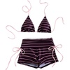 image:imageMakeMeChic Womens 2 Piece Bikini Sets Striped Halter Swimsuit Triangle Tie Back Boyshorts Bathing SuitMulticolor