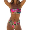 image:imageMakeMeChic Womens Bandeau Bikini Sets Strapless Tropical Print High Cut 2 Piece Bathing SuitMulticolor