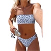 image:imageMakeMeChic Womens Bandeau Strapless Bikini Set Backless Floral Smocked Cut Out Two Piece Swimsuit Bathing SuitBlue