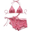 image:imageMakeMeChic Womens Gingham Bow String Bikini Sets Triangle Thong Swimsuit with Beach Mini ShortsMulticolor