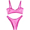 image:imageMakeMeChic Womens Micro Thong Bikini High Waisted Bikini Set Cheeky Swimsuit Bathing Suit SwimwearPink