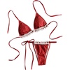 image:imageMakeMeChic Womens Polka Dots Lace Bikini Sets Triangle Halter Thong Cute 2 Piece SwimsuitRed