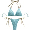 image:imageMakeMeChic Womens Summer String Sexy Bikini Sets Sequin Halter Triangle Swimsuits Two Piece Bathing SuitBlue