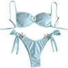 image:imageMakeMeChic Womens Two Piece Bikini Set Tie Side Ring Backless High Cut Bathing Suit SwimwearIcy Blue
