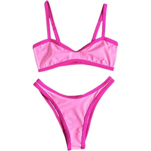 image:imageMakeMeChic Womens Micro Thong Bikini High Waisted Bikini Set Cheeky Swimsuit Bathing Suit SwimwearPink