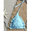 image:imageMAKEMECHIC Womens 3 Piece Summer Bathing Suit Floral Lace Seashell Triangle Bikini Sets with Beach SarongsBlue
