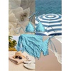 image:imageMAKEMECHIC Womens 3 Piece Summer Bathing Suit Floral Lace Seashell Triangle Bikini Sets with Beach SarongsBlue