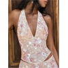 image:imageMAKEMECHIC Womens Sequin Sparkly Halter Tops Y2k Lace Up Open Back Party Beaded TopApricot