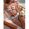 image:imageMakeMeChic Womens 2 Piece Bikini Sets Cow Print Halter Triangle Top with Shorts Bathing SuitBrown