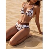 image:imageMakeMeChic Womens 2 Piece Bikini Sets Cow Print Halter Triangle Top with Shorts Bathing SuitBrown