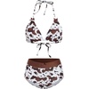 image:imageMakeMeChic Womens 2 Piece Bikini Sets Cow Print Halter Triangle Top with Shorts Bathing SuitBrown