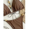 image:imageMakeMeChic Womens 2 Piece Bikini Sets Halter Beaded Triangle Tie Side SwimsuitsBrown