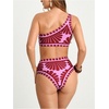 image:imageMakeMeChic Womens 2 Piece Bikini Sets One Shoulder Graphic Print Backless Beach Boho Vacation SwimsuitsPink