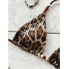 image:imageMakeMeChic Womens 2 Piece Sequin Cheetah Print Bikini Set Halter Sparkly String Bathing SuitsMulticolor