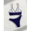 image:imageMakeMeChic Womens 2 Piece Summer Bikini Set O Ring V Neck High Cut Beach SwimsuitsBlue