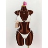 image:imageMakeMeChic Womens 3 Piece Swimsuit Triangle Thong Bikini Sets Bathing Suit Crochet Beach Cover Ups DressApricot