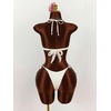 image:imageMakeMeChic Womens 3 Piece Swimsuit Triangle Thong Bikini Sets Bathing Suit Crochet Beach Cover Ups DressApricot