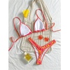 image:imageMakeMeChic Womens Bikini Sets Floral Print Spaghetti Strap High Cut Swimsuit BeachwearOrange