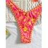 image:imageMakeMeChic Womens Bikini Sets Floral Print Spaghetti Strap High Cut Swimsuit BeachwearOrange