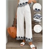 image:imageMakeMeChic Womens Boho Eyelet Embroidery Wide Leg Pants High Waist Tie Front Cropped TrousersApricot
