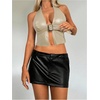 image:imageMakeMeChic Womens PU Leather Going Out Top Buckle Y2K Halter Crop Corset Party ClubwearApricot