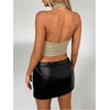 image:imageMakeMeChic Womens PU Leather Going Out Top Buckle Y2K Halter Crop Corset Party ClubwearApricot
