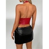 image:imageMakeMeChic Womens PU Leather Going Out Top Buckle Y2K Halter Crop Corset Party ClubwearHot Red