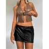 image:imageMakeMeChic Womens PU Leather Going Out Top Buckle Y2K Halter Crop Corset Party ClubwearKhaki